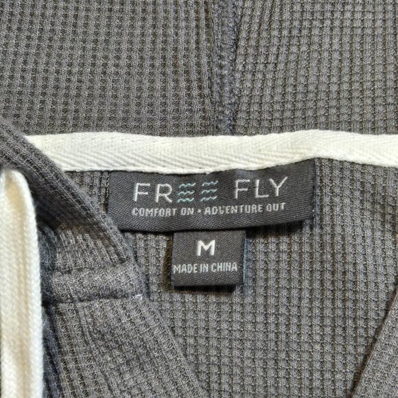 Free Fly Bamboo Waffle Hoodie Womens Size Medium V-Neck Gray Lightweight - Picture 3 of 6
